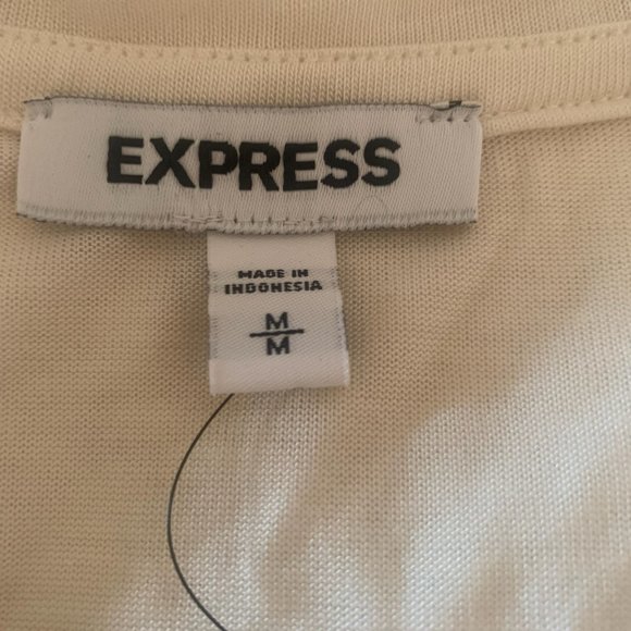 NWT EXPRESS IVORY LONG SLEEVE V-NECK SIDE SLIT PULL-OVER SHIRT MEDIUM - Picture 6 of 8